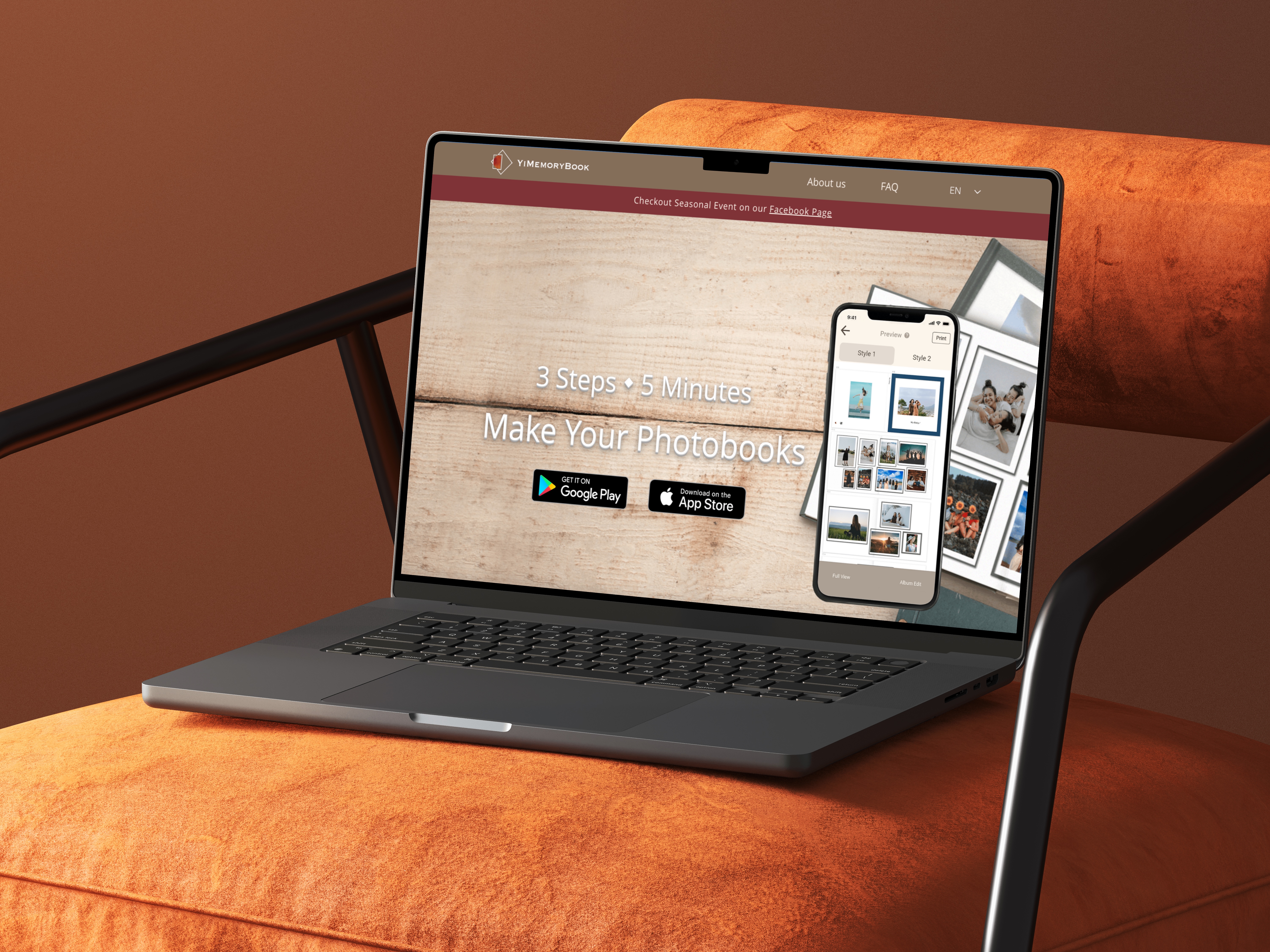 Yi – The Memory Book 印憶本: YiMemoryBook website on a laptop
